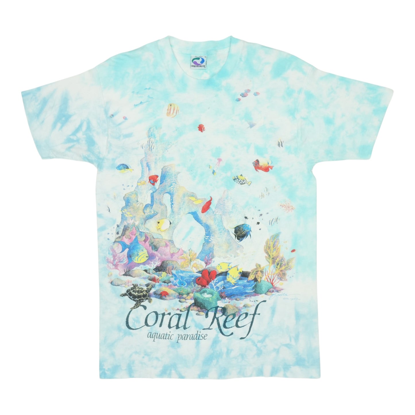 1992 Coral Reef Tie Dye Liquid Blue Shirt