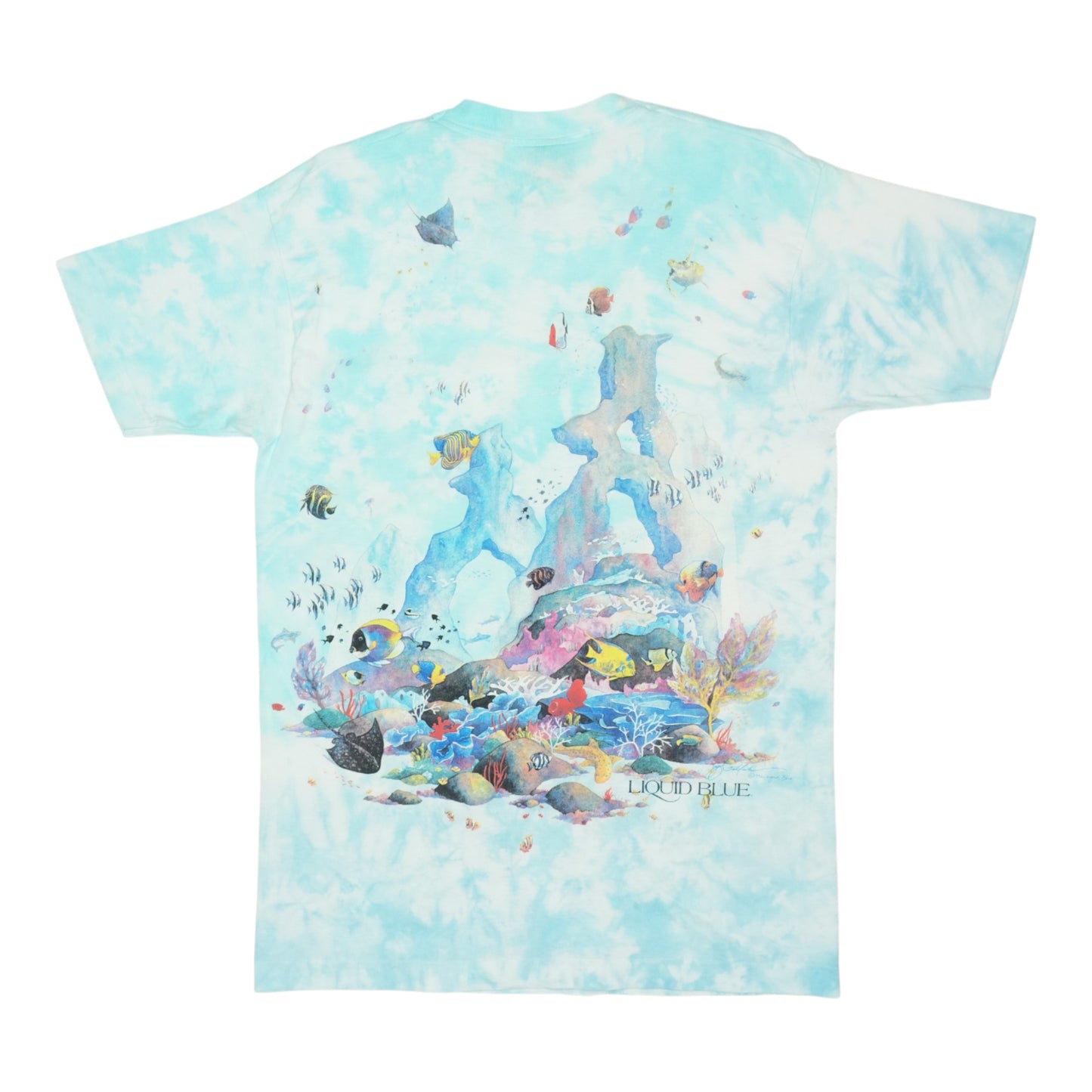 1992 Coral Reef Tie Dye Liquid Blue Shirt
