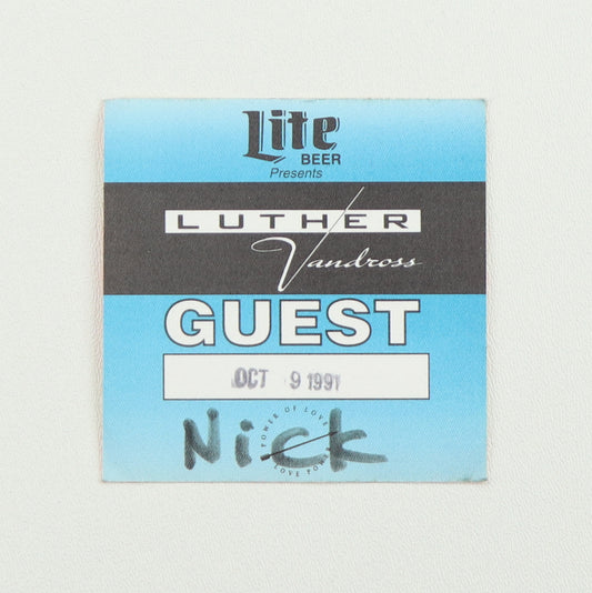 1991 Luther Vandross Power Of Love Tour Guest Backstage Pass
